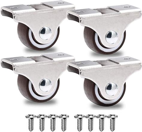 Gbl® 4 Small Fixed Castor Wheels 25mm With Screws Heavy Duty Castors