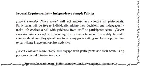 Policy Language Tool For Hcbs Final Rule Federal Requirement 4