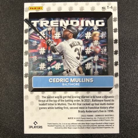 Panini Donruss Trending Vector T Cedric Mullins Ebay