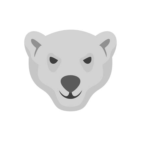 Premium Vector Hungry Head Of Polar Bear Icon Flat Illustration Of