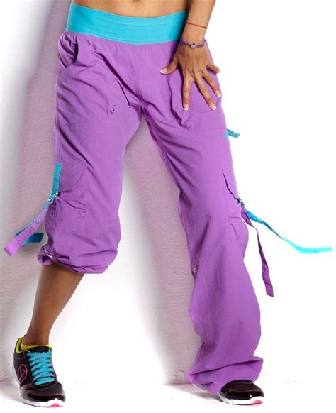 Zumba Stellar Orchid Cargo Pants Converts To Capri Dance Fitness Rare