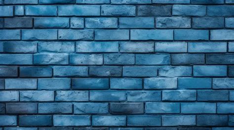 Blue Painted Square Brick Block Wall As A Transparent Background And