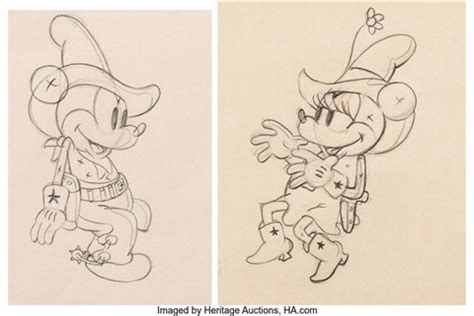 Two Gun Mickey Minnie Mouse And Mickey Mouse Animation Drawing Group Of