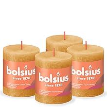 Bolsius Lot de 4 bougies pilier rustiques Rouge foncé Longue