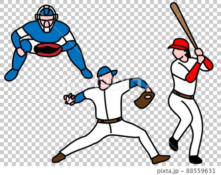 Illustrations Of Pitcher Batter And Catcher Stock Illustration