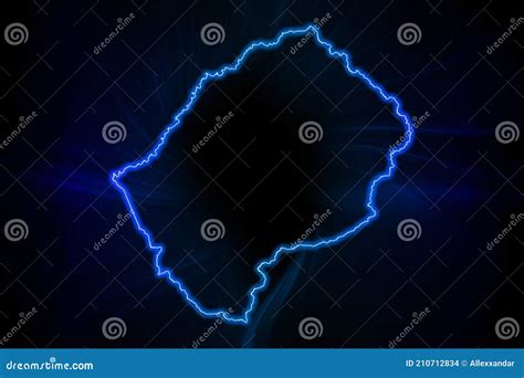 Glowing Map Of Lesotho Modern Blue Outline Map Stock Illustration