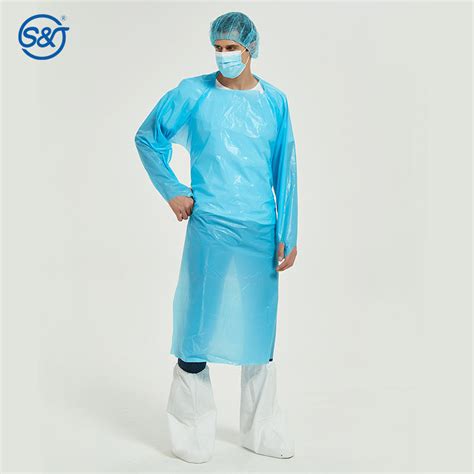 SJ Disposable CPE Isolation Gowns Medical Suppliers Hospitals Overhead