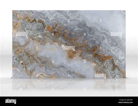 Onyx Marble Tile Standing On The White Background With Reflections And