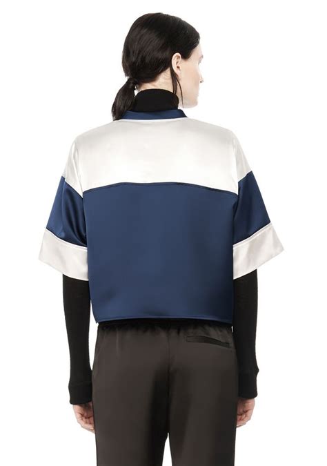 Alexander Wang Satin Football V Neck Tee Top Official Site