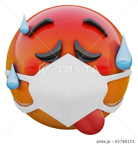 D Render Of Overheated Red Emoji Face In Pixta