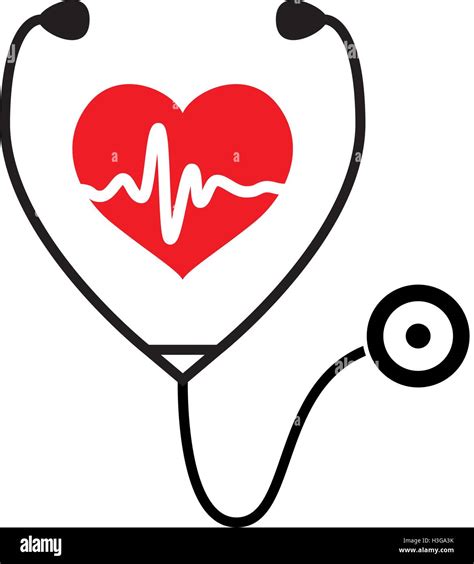 Símbolo de vectores del examen médico de salud del corazón con un