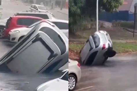 Carro Engolido Por Cratera Que Surge Em Rua Veja