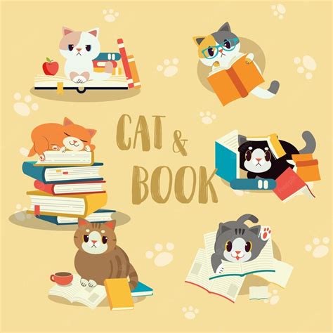 Premium Vector Collection Of Cat With A Book Set