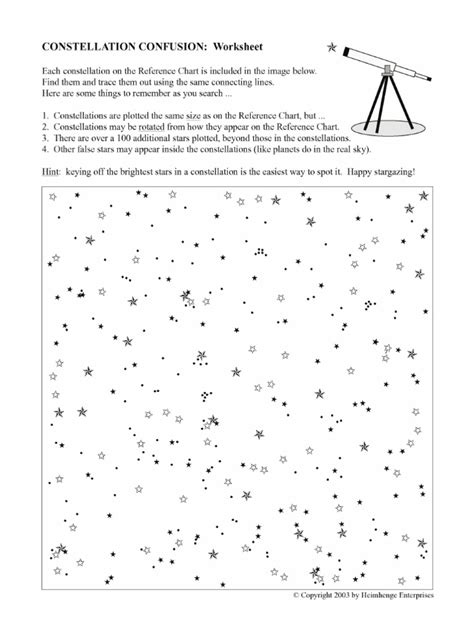 Starry Starry Night Raritan Headwaters Worksheets Library