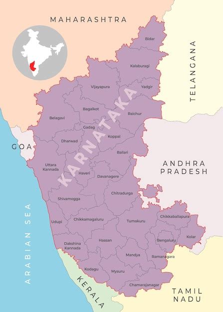 Premium Vector Karnataka District Map With Neighbour State