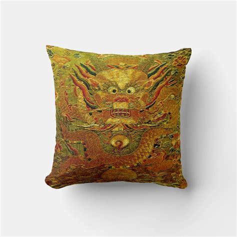 Golden Dragon Chinese Embroidery Ming Dynasty Throw Pillow Zazzle