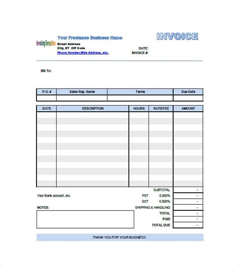freelance invoice template excel card template