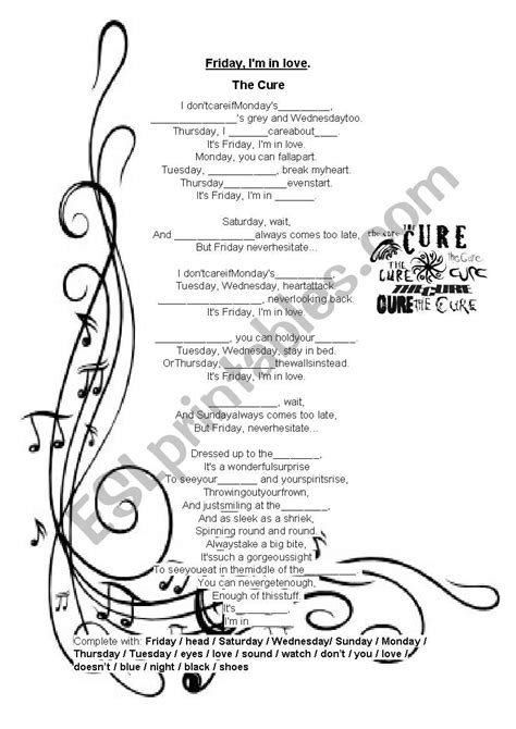 Songs for days of the week - ESL worksheet by Karencas