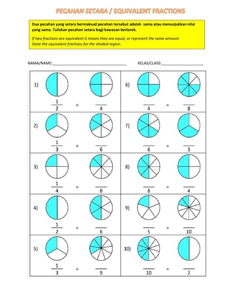 Latihan Matematik Tahun 4 Pecahan