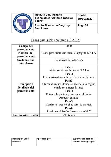 Pasos Para Subir Una Tarea A S A I A Docx