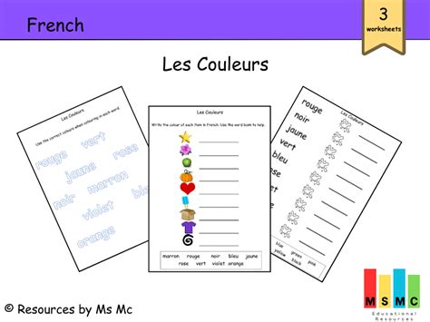 French Colours Les Couleurs Teaching Resources