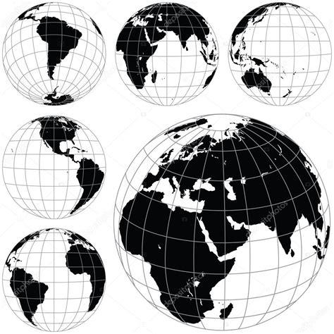 Vector Globe Black And White