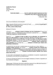 Lettre de demande d échelonnement du montant de l impôt suite à un