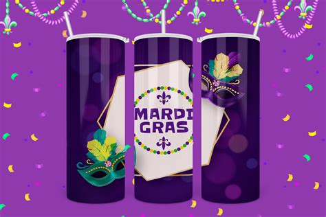 Mardi Gras Oz Tumbler Wrap Masks Graphic By Peangra Creative Fabrica