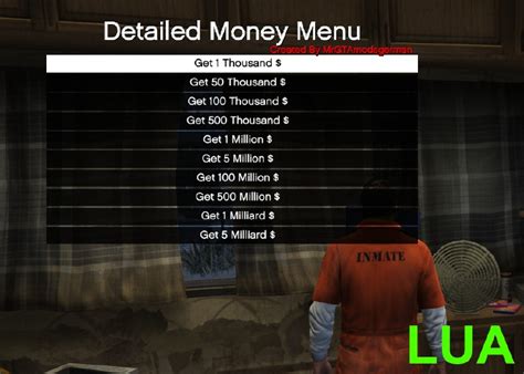 Detailed Money Menu Mods Téléchargements Gta 5