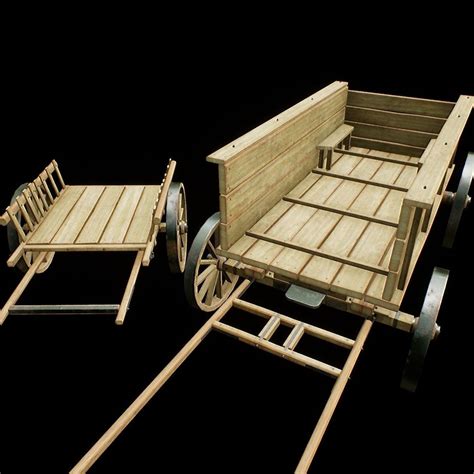 Modular Wooden Carts Set Cgtrader