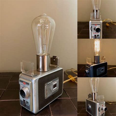 Vintage 8mm Kodak Movie Camera Lamp With Edison Bulb Etsy Camera