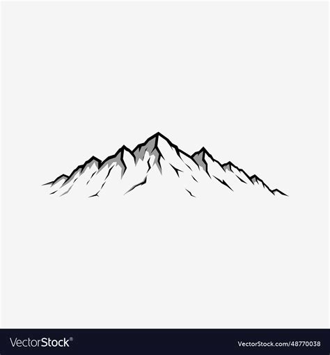 Mountain black and white monochrome silhouette Vector Image