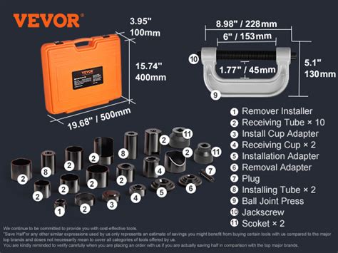 VEVOR Ball Joint Press Kit C-press Ball Joint Tools 23 pcs Automotive ...