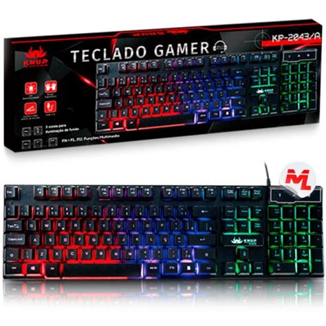 Teclado Semi Mecânico Gamer Knup Kp 2043 a LED RGB Anti Ghosting