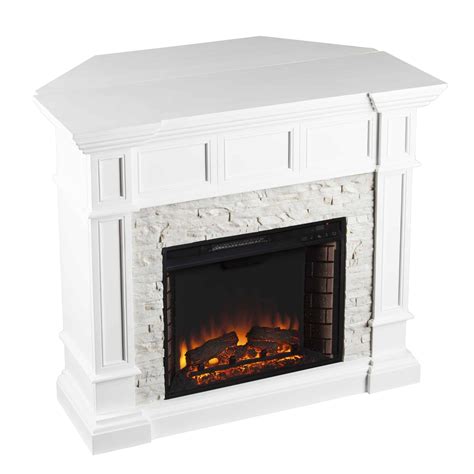 Ignatius Corner Convertible Electric Fireplace, White - Fireplacess.com