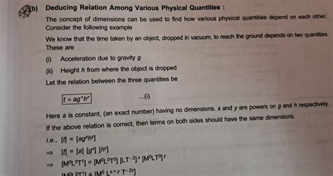 B Deducing Relation Among Various Physical Quantities The Concept Of