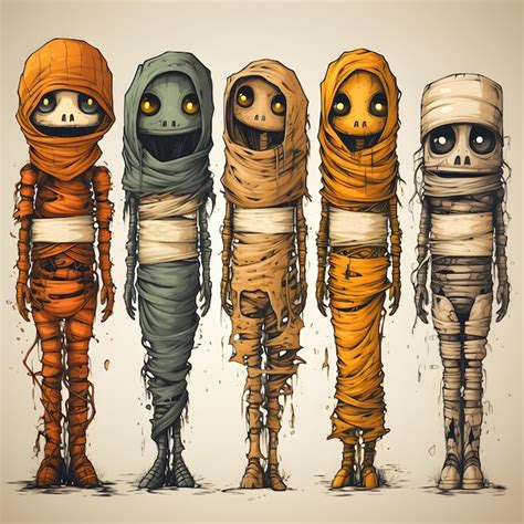 Premium Psd Cute Mummy Vintage Halloween Art Mummies Mummies In