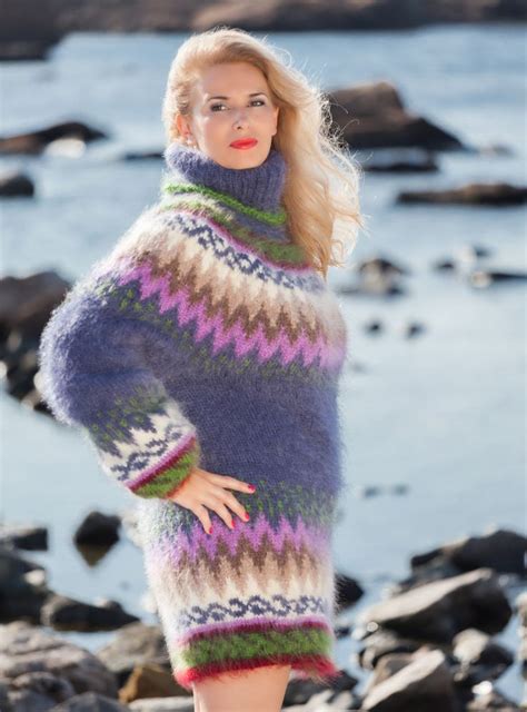 Nordic Sweater Mohair Sweater Sweater Dress Hand Knitted Fuzzy