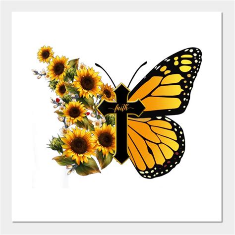 A Butterfly With Sunflowers On It S Wings Is Flying In The Air