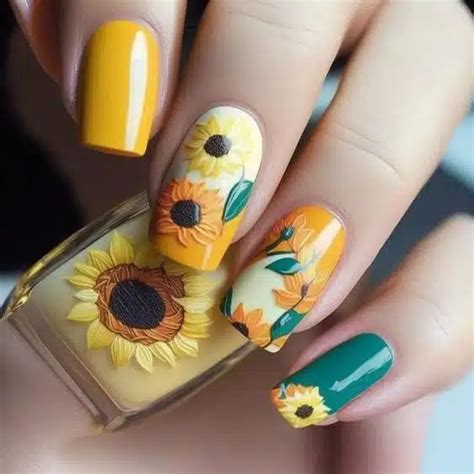 60 Sunflower Nail Designs You Must Try For This Year 2024