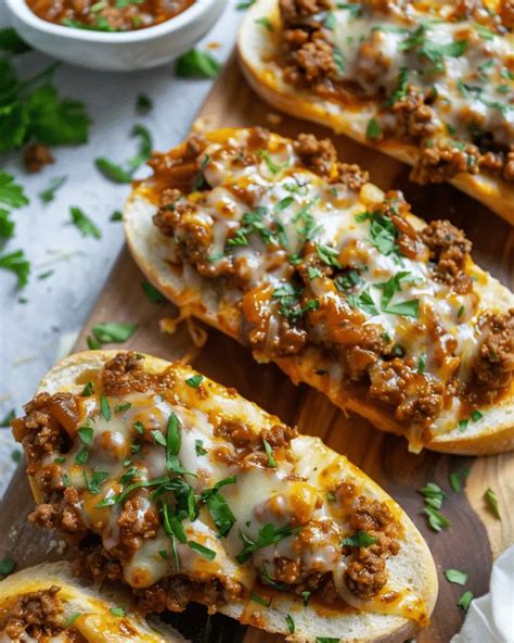 Cheesy Sloppy Joe Garlic Bread