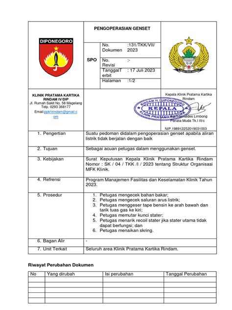 Tkk 3 Ep 2 Sop Pengoperasian Genset Pdf