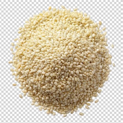 Pile Of White Sesame Seeds Top View Isolated On Transparent Background