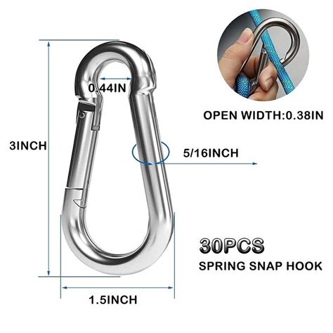 30PCS 4Inch Heavy Duty Spring Snap Hook Carabiner M8 3 8Inch Snap