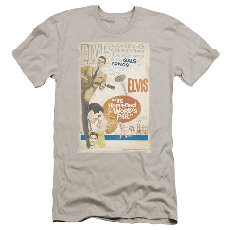 Elvis Presley World Fair Poster Premuim Canvas Adult Slim Fit T Shirt