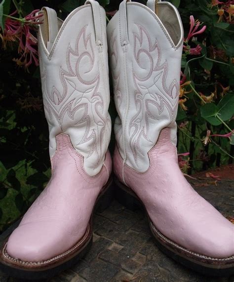 Cowboy Boots Pink And White Vintage Durango By Outofmymamasattic