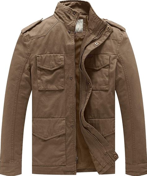 Wenven Men S Casual Jacket Outdoor Military Jacket Cotton Leisure Coat