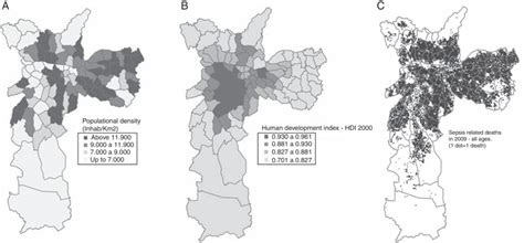 A Estimated São Paulo City Population Density In 2009 B Estimated