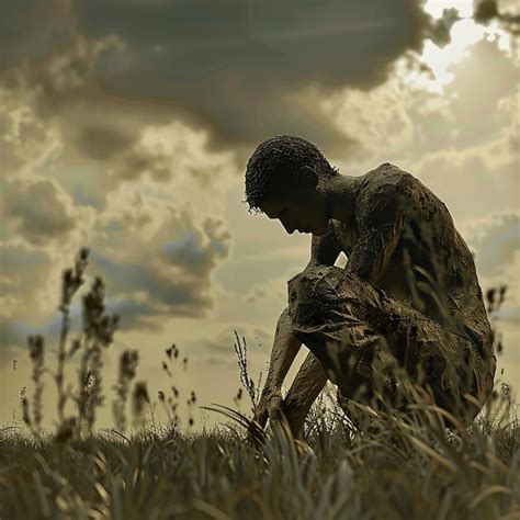 Premium Photo 3d Rendered Man In The Fields Showing Sadness