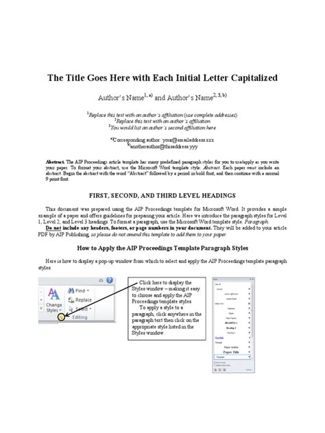 Aip Sample Paper Pdf Microsoft Word Page Layout